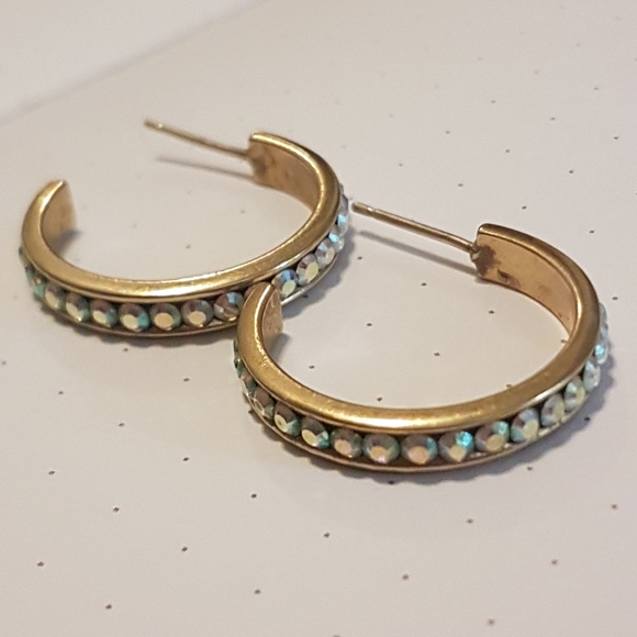 14k Australian Crystal Hoops - Picture 10 of 17